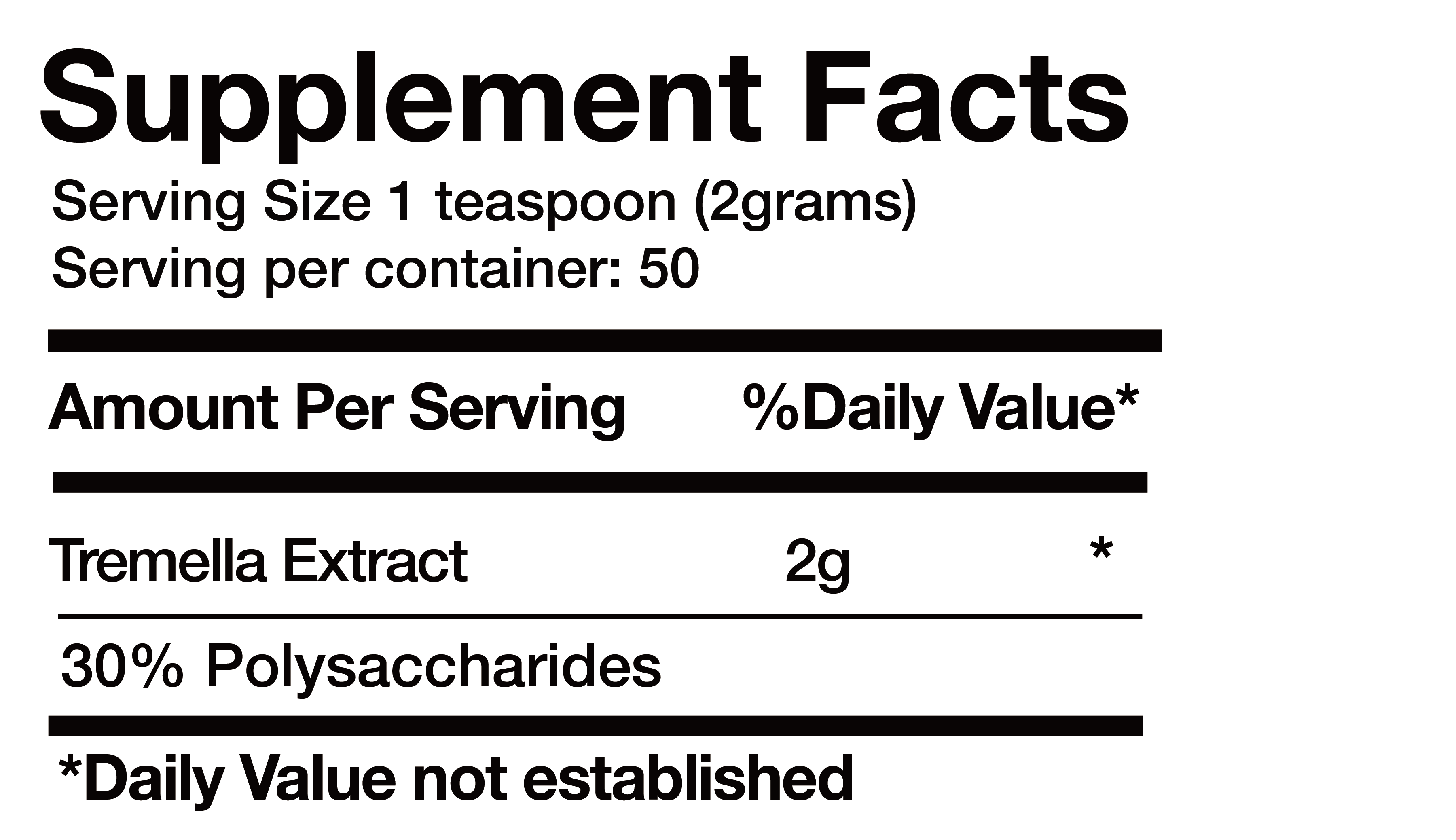 Extracto de Tremella (Tremella Extract) nutrition facts